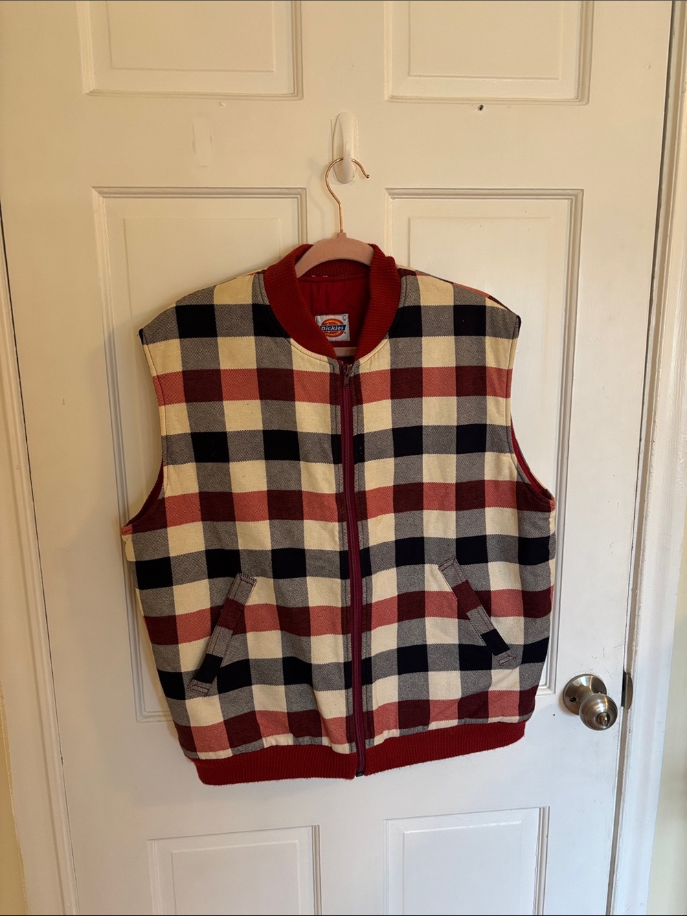 vintage Dickies flannel plaid quilted puffer vest Size Large